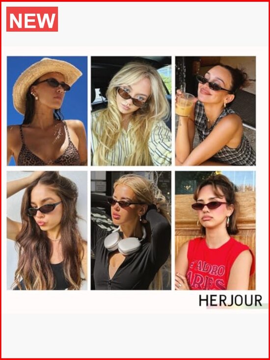 Retro Oval Sunglasses Y2K Narrow Cat Eye with UV Protection